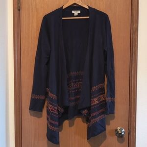 Lucky Brand Embroidered Waterfall Cardigan
